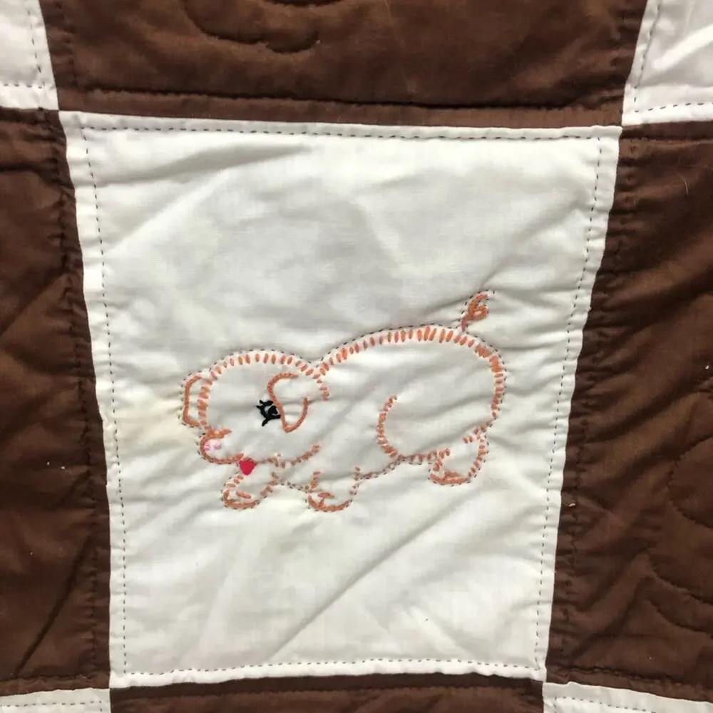 Vintage Embroidered Animal Quilt